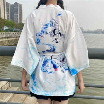 18 стилей! Японское кимоно Традиционная одежда куртка с 3D принтом для женщин Мужской Кардиган летнее тонкое пальто chaqueta mujer + пояс