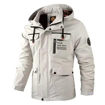 2023 Модная мужская повседневная ветрозащитная куртка с капюшоном, мужская водонепроницаемая уличная зимняя куртка с мягкой оболочкой, одежда