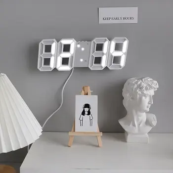 3D Большие СВЕТОДИОДНЫЕ цифровые настенные часы с датой и временем, электронный дисплей, Настольный Будильник, Настенное украшение для дома, гостиной
