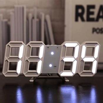 3D светодиодные цифровые часы Декор стен дома в гостиной, ночной режим, Регулируемые светящиеся электронные настольные часы, украшение настенных часов