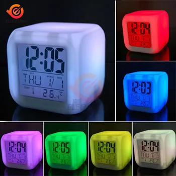 7 светодиодов, меняющих цвет, Цифровой световой будильник, термометр, меняющий цвет, Электронные часы для детской спальни, Новинка