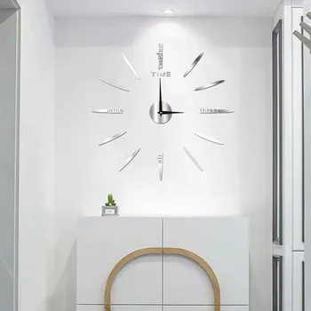 Большие домашние настенные часы 3D DIY Акриловые зеркальные наклейки для украшения дома гостиной Кварцевые иглы Самоклеящиеся подвесные часы