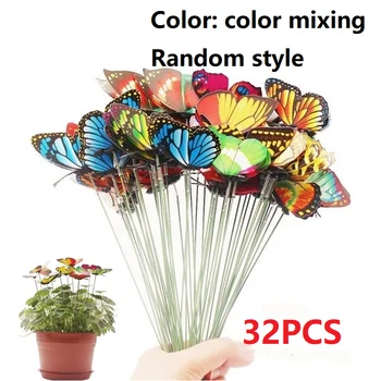 вставка с имитацией бабочки длиной 7 см, садовое украшение, ПВХ водонепроницаемая цветочная композиция с бабочками, лесное украшение на открытом воздухе