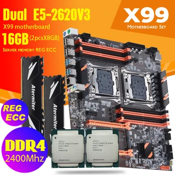 Двойная материнская плата X99 DDR4 С 2011-3 XEON E5 2620 V3 * 2 с 2 * 8 ГБ = 16 ГБ 2400 МГц REG ECC Memory RAM Combo Kit USB