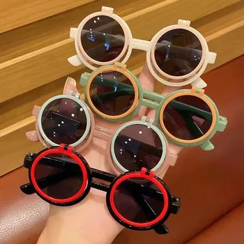 Детские Милые автомобильные очки-раскладушки для мальчиков и девочек, солнцезащитные очки для автомобилей с откидной крышкой, Винтажные солнцезащитные очки в стиле стимпанк, Автоаксессуары