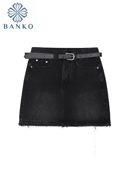 Женская джинсовая юбка Harajuku Y2k, Синяя юбка Для Корейской девушки, Повседневная Шикарная Модная Винтажная Мини-джинсовая юбка Трапециевидной формы, Летнее Американское Ретро