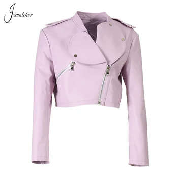 Женская куртка из натуральной кожи Jxwatcher 2023, Весенняя женская модная укороченная дубленка, осенняя верхняя одежда из натуральной кожи на молнии