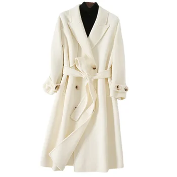 Женское шерстяное пальто Hwitex, женский тренч, кашемировое пальто, классические длинные куртки с поясом, шерстяное пальто HW2102
