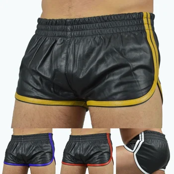 Кожаные шорты Lammnapa, Кожаные трусы-боксеры, Спортивные кожаные шорты, Короткие брюки- Показать оригинальное название