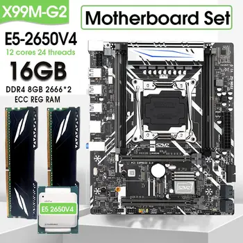 Комплект материнской платы X99 M-G2 Xeon E5 2650 V4 LGA2011-3 CPU 8 ГБ 2666 МГц * 2 = 16 ГБ Оперативной памяти ddr4 RECC
