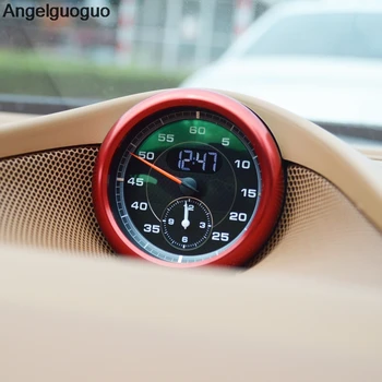 Красный для автомобильной консоли Porsche Panamera Cayenne Macan часы с часовым компасом, декоративное кольцо, наклейка на крышку