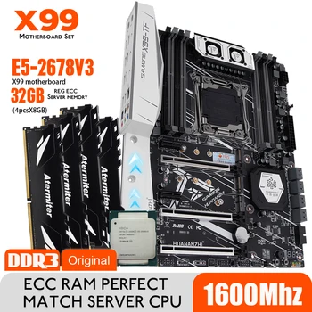 Материнская плата HUANANZHI X99 X99-TF в комплекте с Xeon E5 2678 V3 LGA2011-3 4шт 8 ГБ = 32 ГБ Оперативной памяти PC3 12800R 1600 МГц DDR3 ECC REG Memory