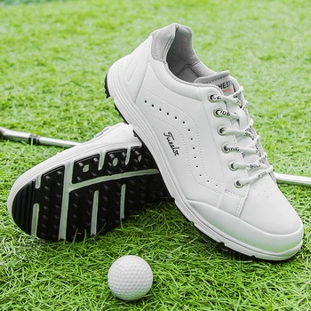 Мужская обувь для гольфа, лакированные противоскользящие шипы, Водонепроницаемые дышащие повседневные кроссовки с быстрой шнуровкой, спортивная обувь для гольфа для тренировок