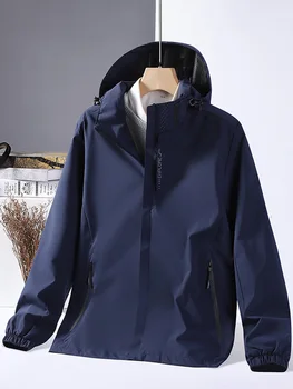Мужские куртки YESMOLA, осенняя ветрозащитная и водонепроницаемая куртка на молнии, однотонная повседневная мужская дизайнерская одежда для занятий спортом на открытом воздухе с капюшоном