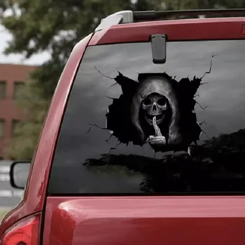 Наклейка ужасов на автомобиль, наклейки на заднее стекло, виниловая пленка из ПВХ, 3D наклейки на прозрачное стекло