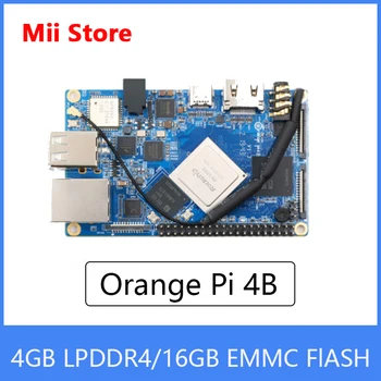 Одноплатный компьютер Orange Pi 4B 6-Ядерный ARM 64-Битный Стартер Материнской платы Со Встроенным чипом NPU с двойной 4 ГБ LPDDR4 + 16 ГБ EMMC Flash
