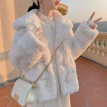 Пальто из искусственного меха Hanchen с капюшоном 2022, Зимняя офисная женская модная роскошная толстая теплая меховая куртка, пальто для женской одежды