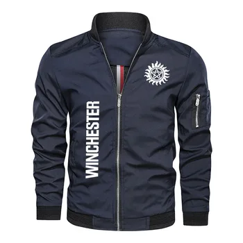 Повседневная мужская куртка с карманами на молнии, топы с логотипом Winchester, Ветрозащитная мужская куртка в стиле панк харадзюку, весна-осень, военная униформа