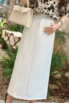 Прямая юбка Dabuwawa с разрезом трапециевидной формы, белая, трендовая, легкая, шикарная, Весна-лето, женская, 2023 DM1BSK008
