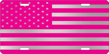 Розовый Флаг США Номерной знак Новинка Авто Бирка для грузовика Подарок тщеславия Американский Патриотичный США для нее Номерной знак Принцессы Цвет