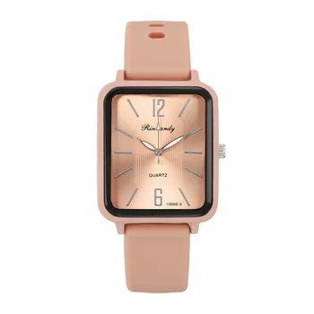 Роскошные модные силиконовые женские наручные часы прямоугольного сечения, кварцевые наручные часы с браслетом, простые черно-белые женские часы в подарок