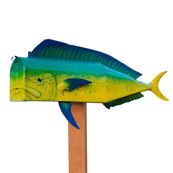 Рыбий почтовый ящик Металлический Рыбий почтовый ящик Забавный почтовый ящик для декора сада Многоразовый Красочный Рыбный художественный почтовый ящик для парков под открытым небом