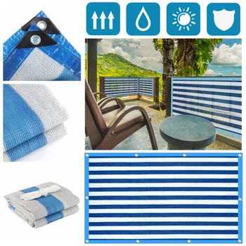 Сине-белая полоса, Солнцезащитная сетка для защиты от ультрафиолета, HDPE, Тент для затенения сада, Сетка для ограждения балкона, Наружный солнцезащитный козырек, Сетка