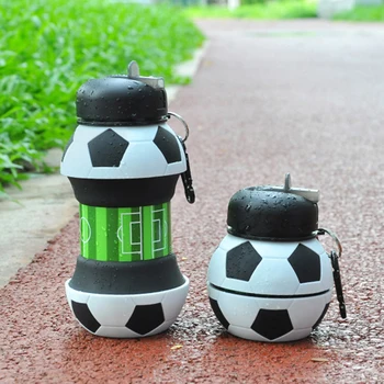 Складные футбольные детские бутылки для воды Портативная спортивная бутылка для воды в форме футбольного мяча Силиконовая чашка для воды 550 мл