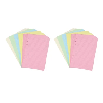 Цветные вставки для заправки с перфорацией на 6 отверстий формата А5, 5-цветная бумага-вкладыш для ежедневника, 100 листов